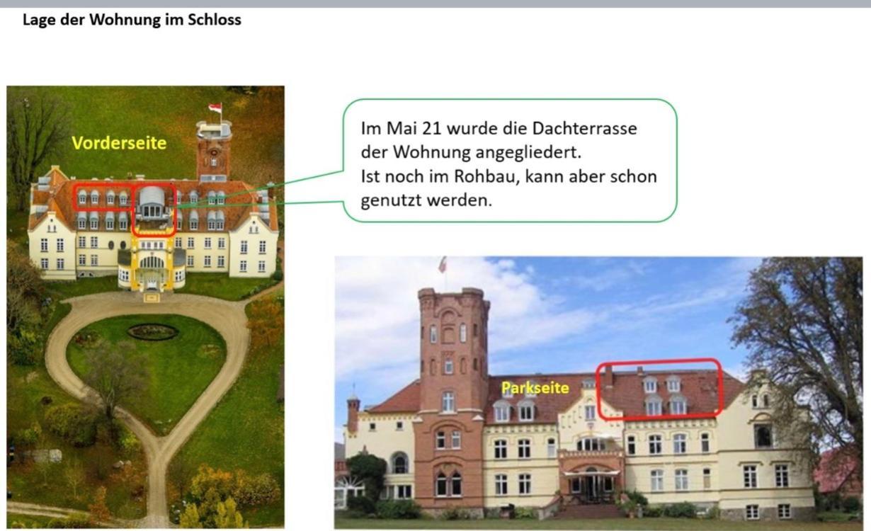 Schloss Lelkendorf Apartment Ulrichshusen Maisonette Fewo Mecklenburger Seenplatte mit Dachterrasse Exterior foto